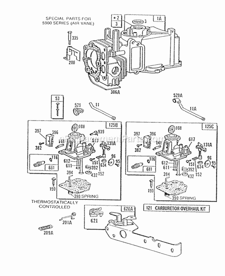 5900 Series Special Parts Diagram and Parts List for 094908-0505-01  Briggs and Stratton Engine